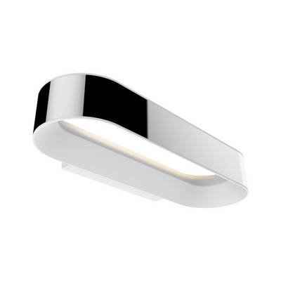 Applique murale moderne couleur argent avec des coins arrondis et une bande lumineuse intégrée ; design minimaliste et élégant.