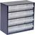 'Armoire en plastique noir avec trois rangées, chacune composée de cinq tiroirs transparents. Adaptée pour ranger de petits objets.'