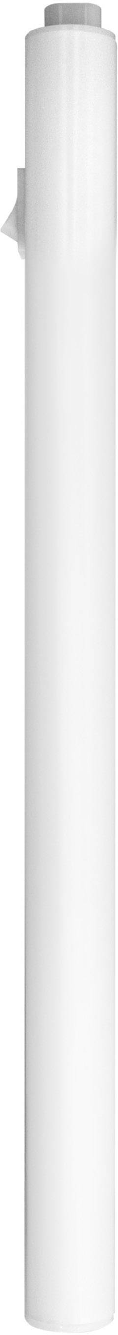 Cartouche cylindrique blanche avec une petite embouchure en haut, probablement destinée à contenir un mastic ou une colle.