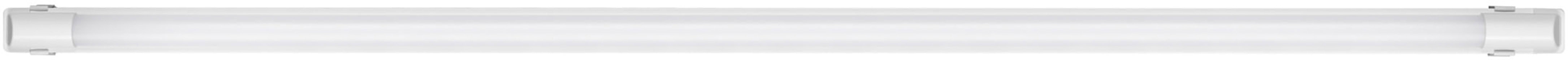 Une longue poignée blanche, montée sur une surface rectangulaire gris clair.