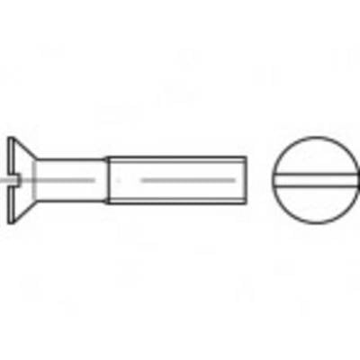 Dessin technique d'une vis à tête fraisée avec vue en coupe cruciforme de profil et de dessus.