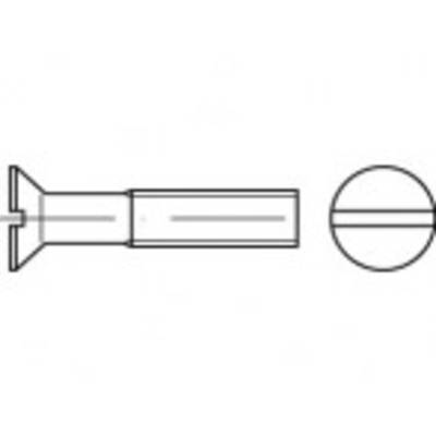Dessin technique d'une tête de vis et d'un corps de vis à tête plate avec fente cruciforme.