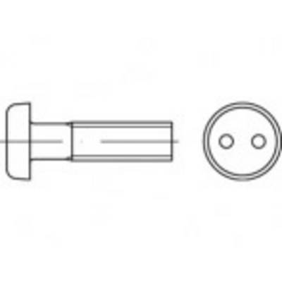 Dessin technique d'un boulon cylindrique à tête ronde avec deux trous en vue de face.