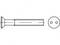 Dessin d'un boulon à tête fraisée avec deux trous latéraux, représenté de profil et de face.