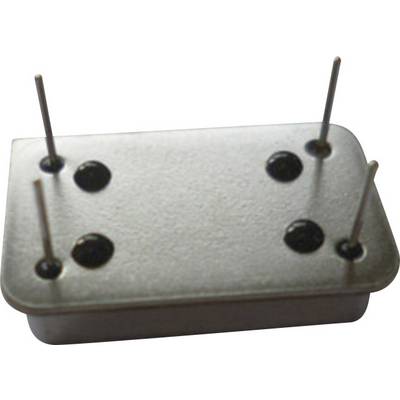 Un composant électronique rectangulaire avec quatre broches métalliques saillantes, probablement un élément de connexion ou un interrupteur.