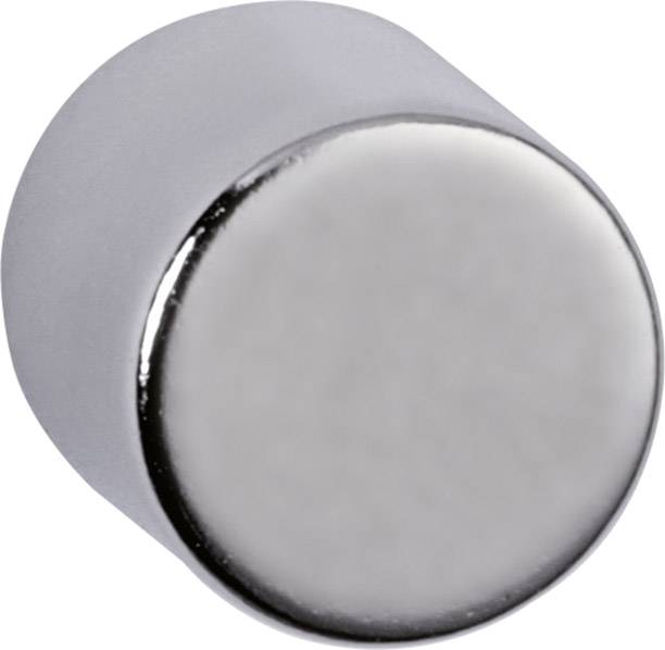 Bouton métallique rond, surface argentée brillante, idéal pour meubles ou portes de placard.