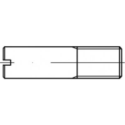 Dessin technique d'une pièce mécanique cylindrique avec une découpe et des annotations indiquant la longueur et le diamètre.