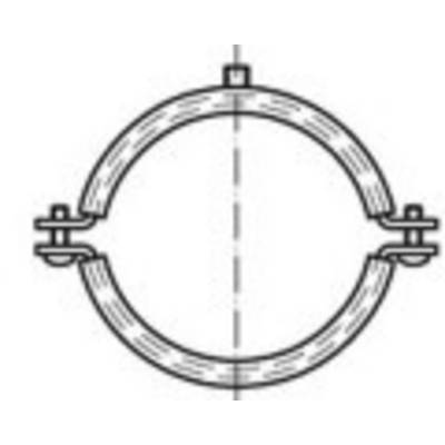 Dessin d'un tube avec un collier de serrage, deux vis, vu symétriquement de dessus. Adapté pour la fixation d'objets cylindriques.