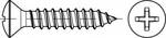 ISO 7051, acier, galvanisées. Forme C-H Vis à tôle à tête fraisée bombée avec pointe, avec empreinte cruciforme H, dimensions : 3,5 x 9,5 -C-H