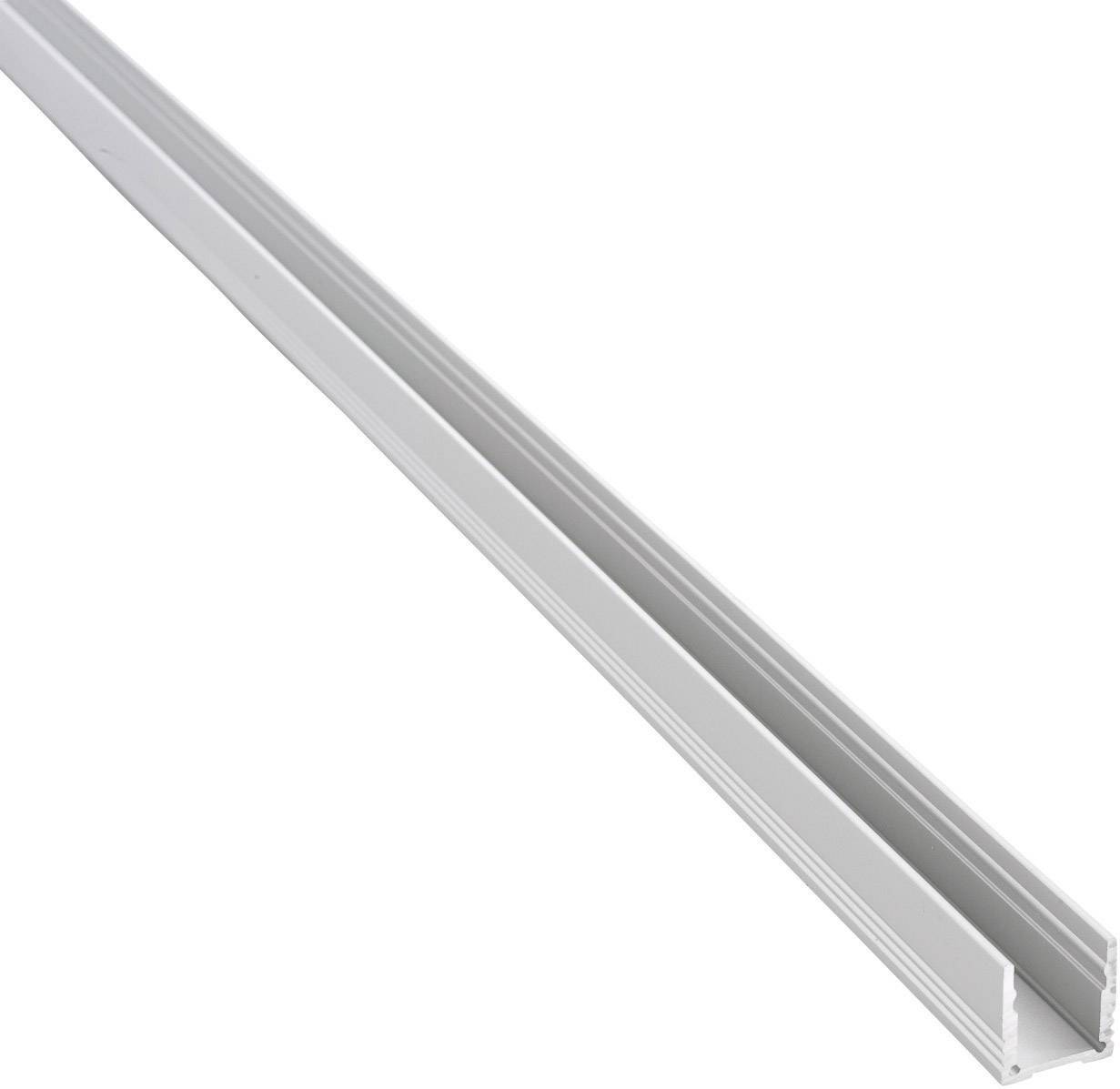 Profilé en aluminium en forme de L, couleur argent, utilisé pour la fixation de bandes LED afin d'améliorer la dissipation thermique et l'esthétique de l'installation.