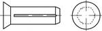 Goupille cannelée à tête fraisée ISO 8747, acier, forme A clous, avec chanfrein. Dimensions : 6 x 15