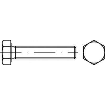 'Dessin technique d'un boulon à tête hexagonale, montrant les vues latérale et supérieure.'