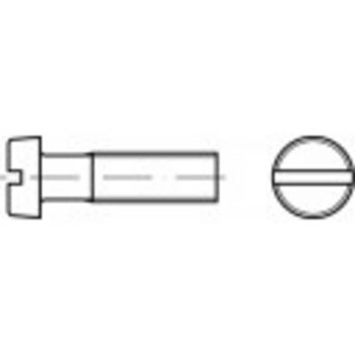 Dessin technique d'une vis à fente avec filetage cylindrique, vue latérale et vue de dessus.