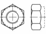 ~ISO 10511 laiton écrous hexagonaux avec partie de serrage, avec anneau non métallique, forme basse, dimensions : M 5 (100 pièces)