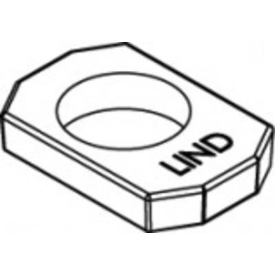 Dessin technique d'un écrou hexagonal avec un grand trou central. L'inscription 'LIND' est gravée sur la surface supérieure.