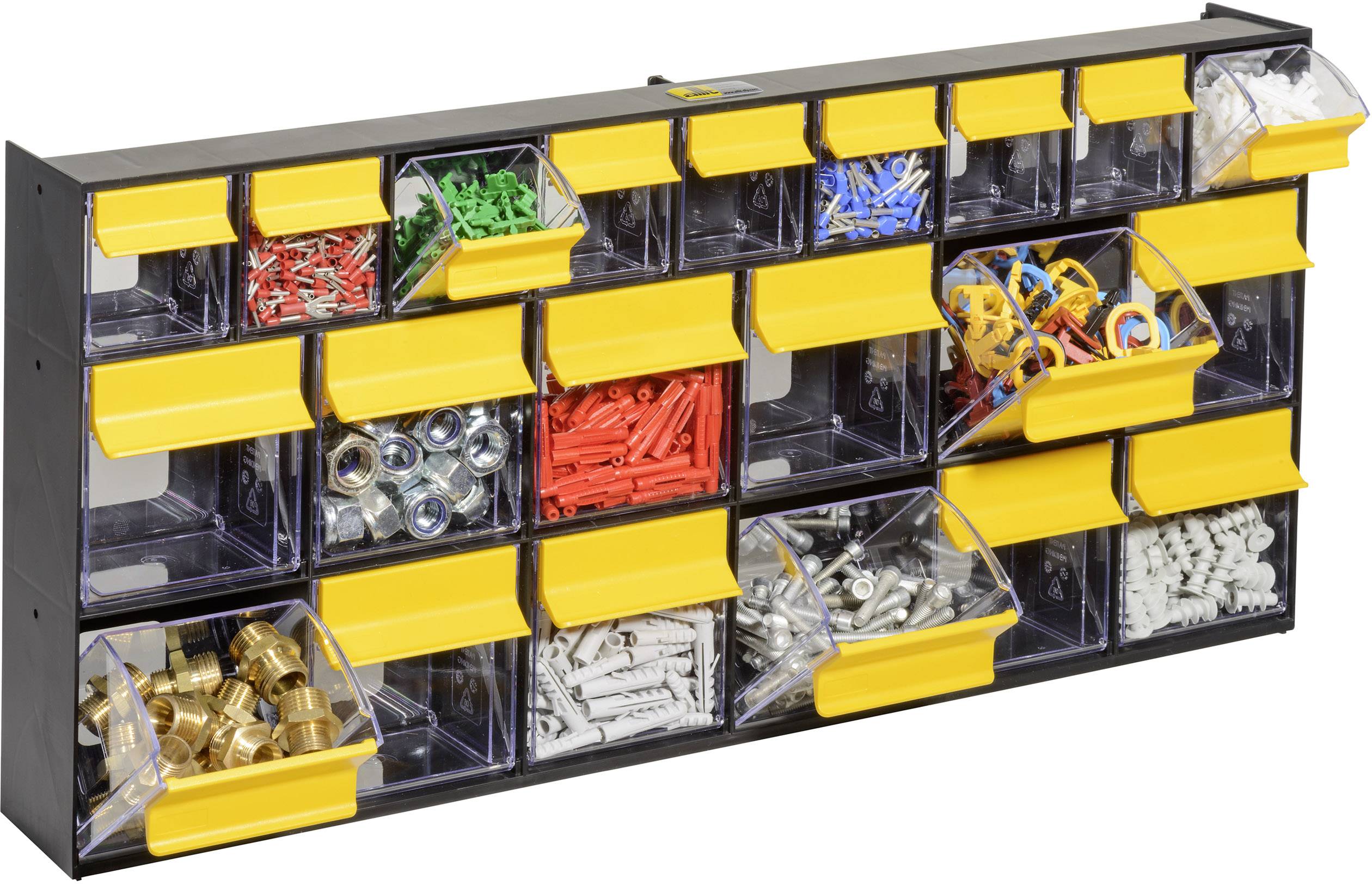 Allit 464445 Casier à tiroirs basculants VarioPlus ProFlip 6/6/9 (l x H x P) 600 x 285 x 93 mm noir, jaune, transparent -2