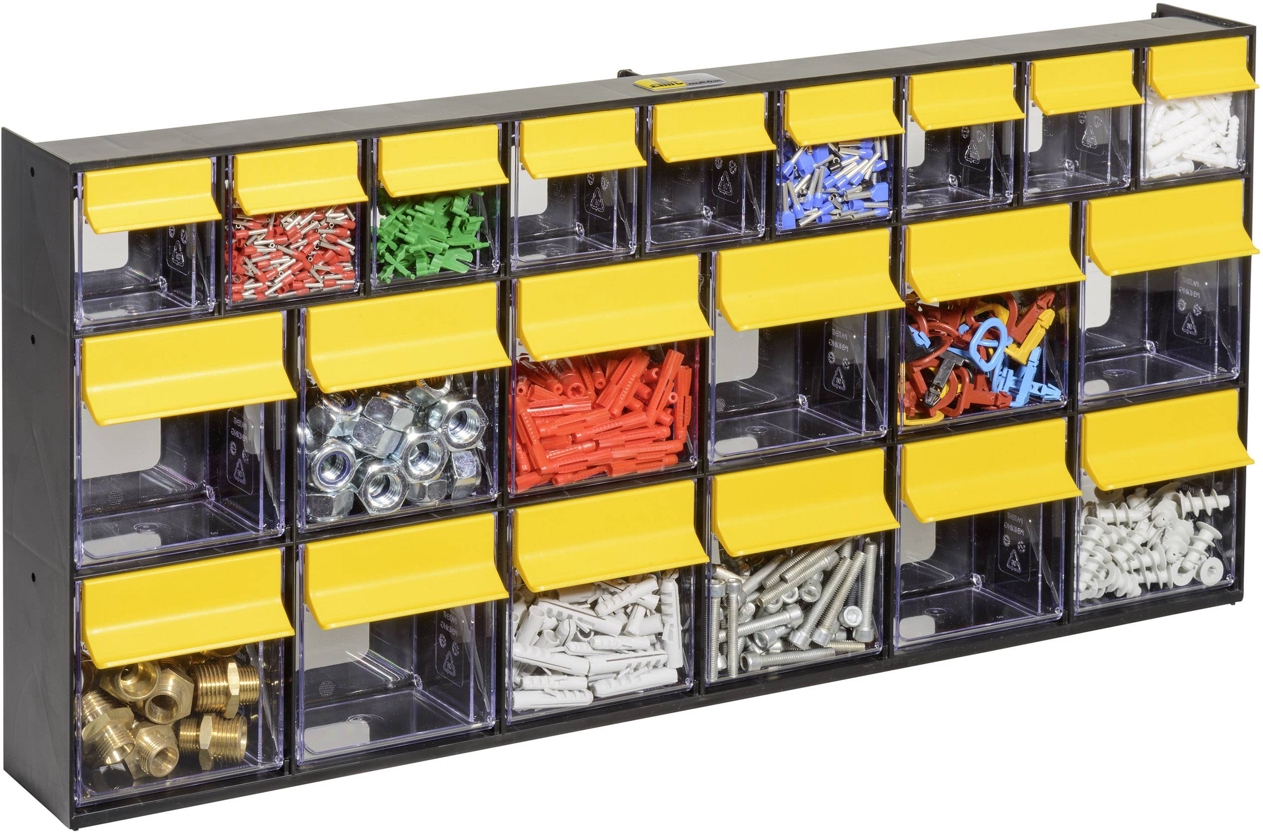 Allit 464445 Casier à tiroirs basculants VarioPlus ProFlip 6/6/9 (l x H x P) 600 x 285 x 93 mm noir, jaune, transparent -3