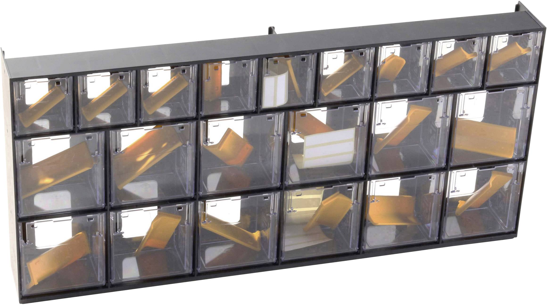 Allit 464445 Casier à tiroirs basculants VarioPlus ProFlip 6/6/9 (l x H x P) 600 x 285 x 93 mm noir, jaune, transparent -4