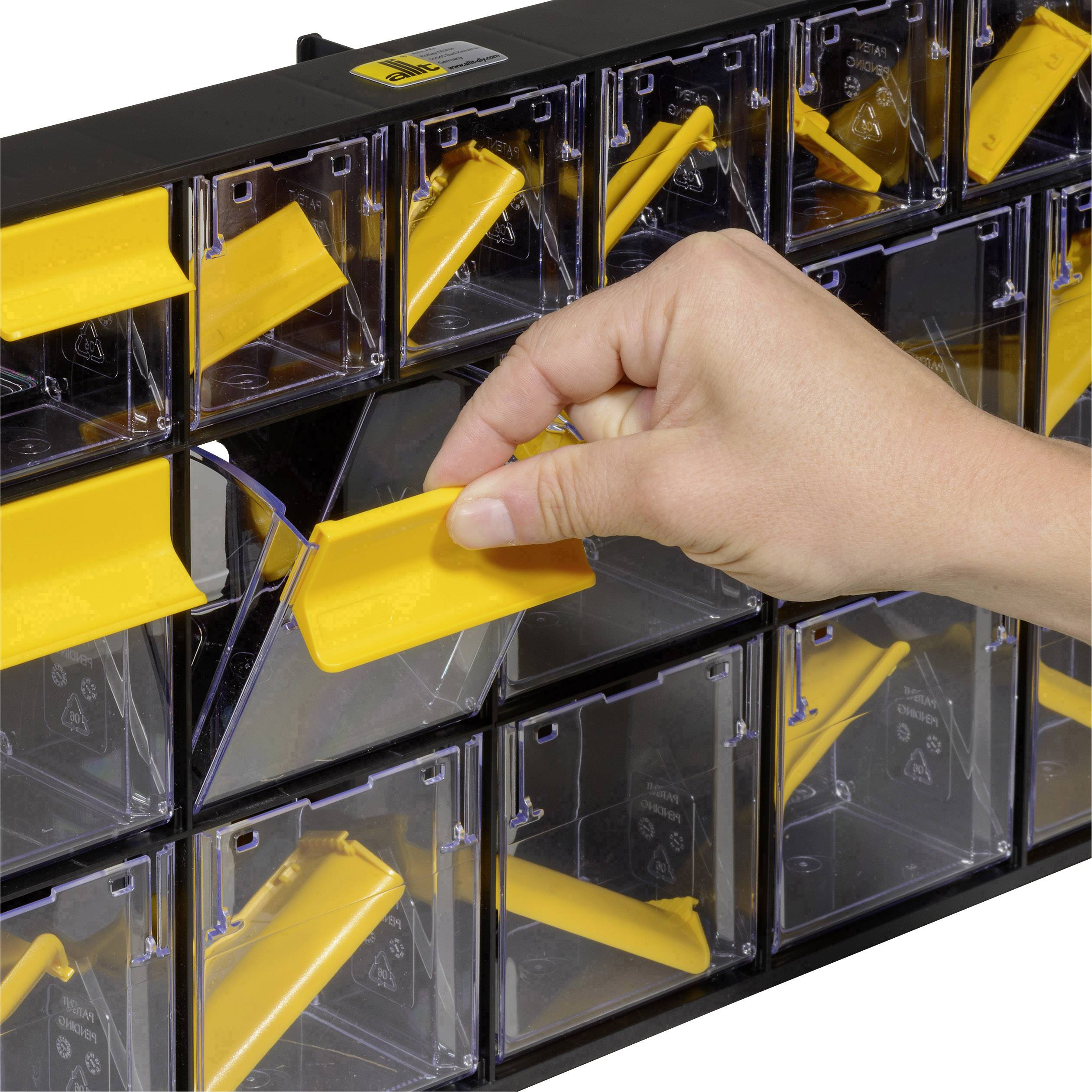 Allit 464445 Casier à tiroirs basculants VarioPlus ProFlip 6/6/9 (l x H x P) 600 x 285 x 93 mm noir, jaune, transparent -5