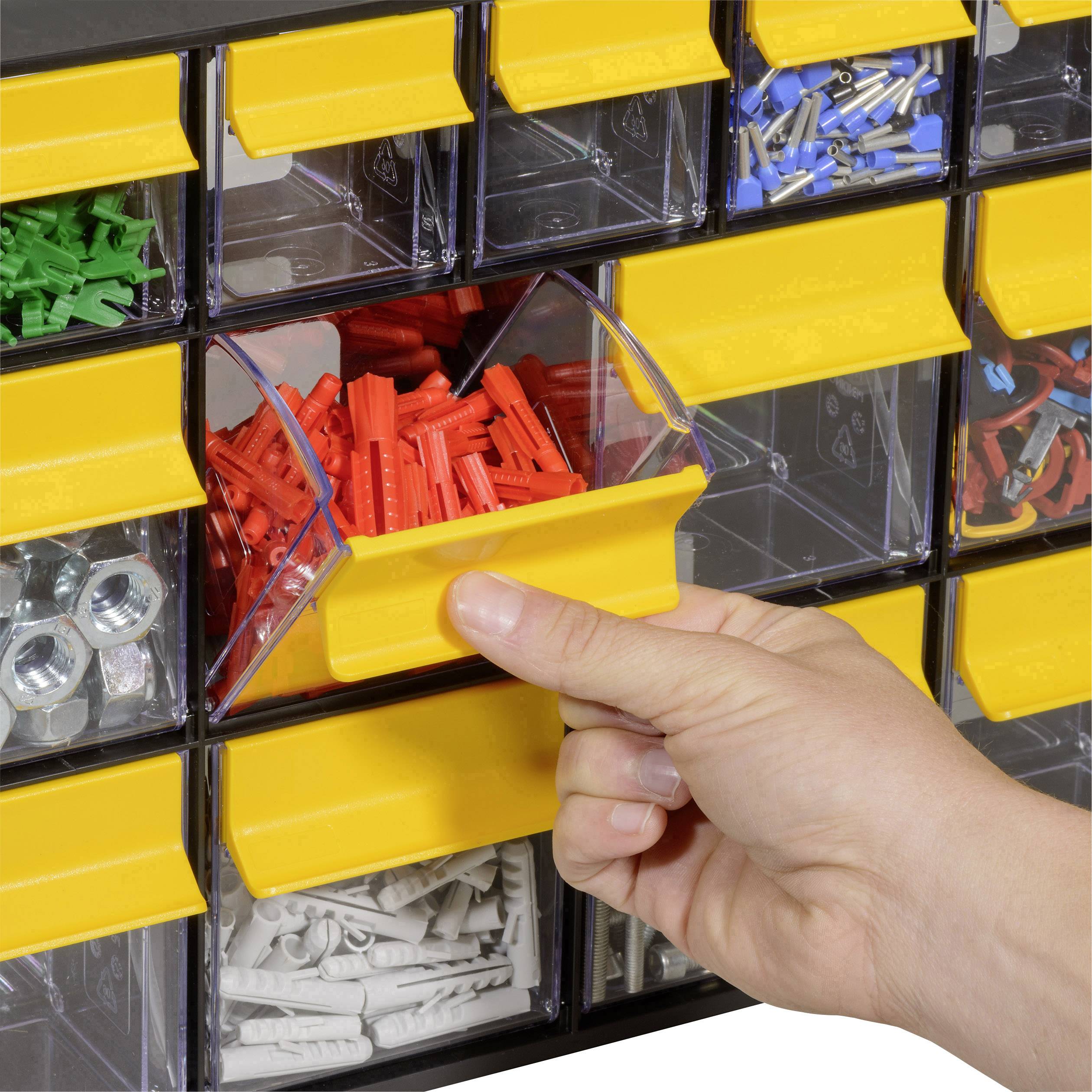 Allit 464445 Casier à tiroirs basculants VarioPlus ProFlip 6/6/9 (l x H x P) 600 x 285 x 93 mm noir, jaune, transparent -6