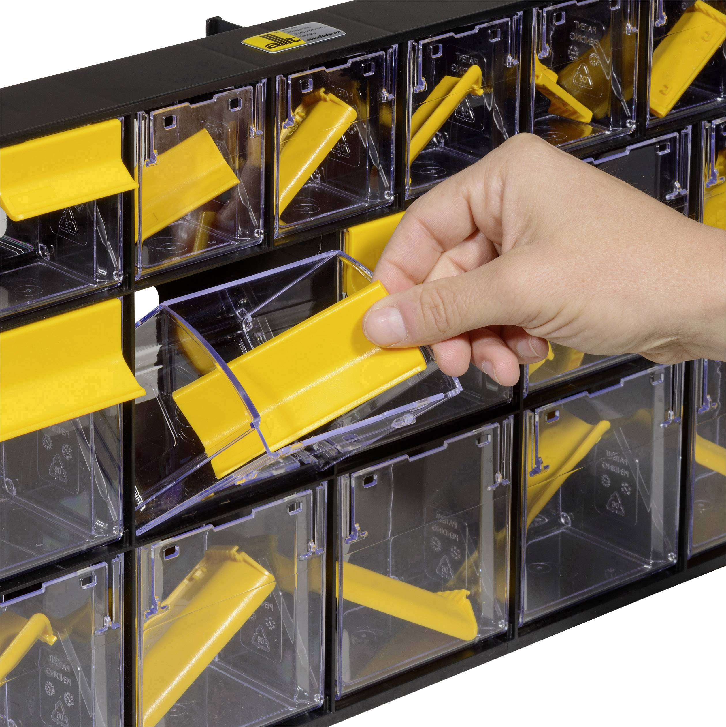 Allit 464445 Casier à tiroirs basculants VarioPlus ProFlip 6/6/9 (l x H x P) 600 x 285 x 93 mm noir, jaune, transparent -7