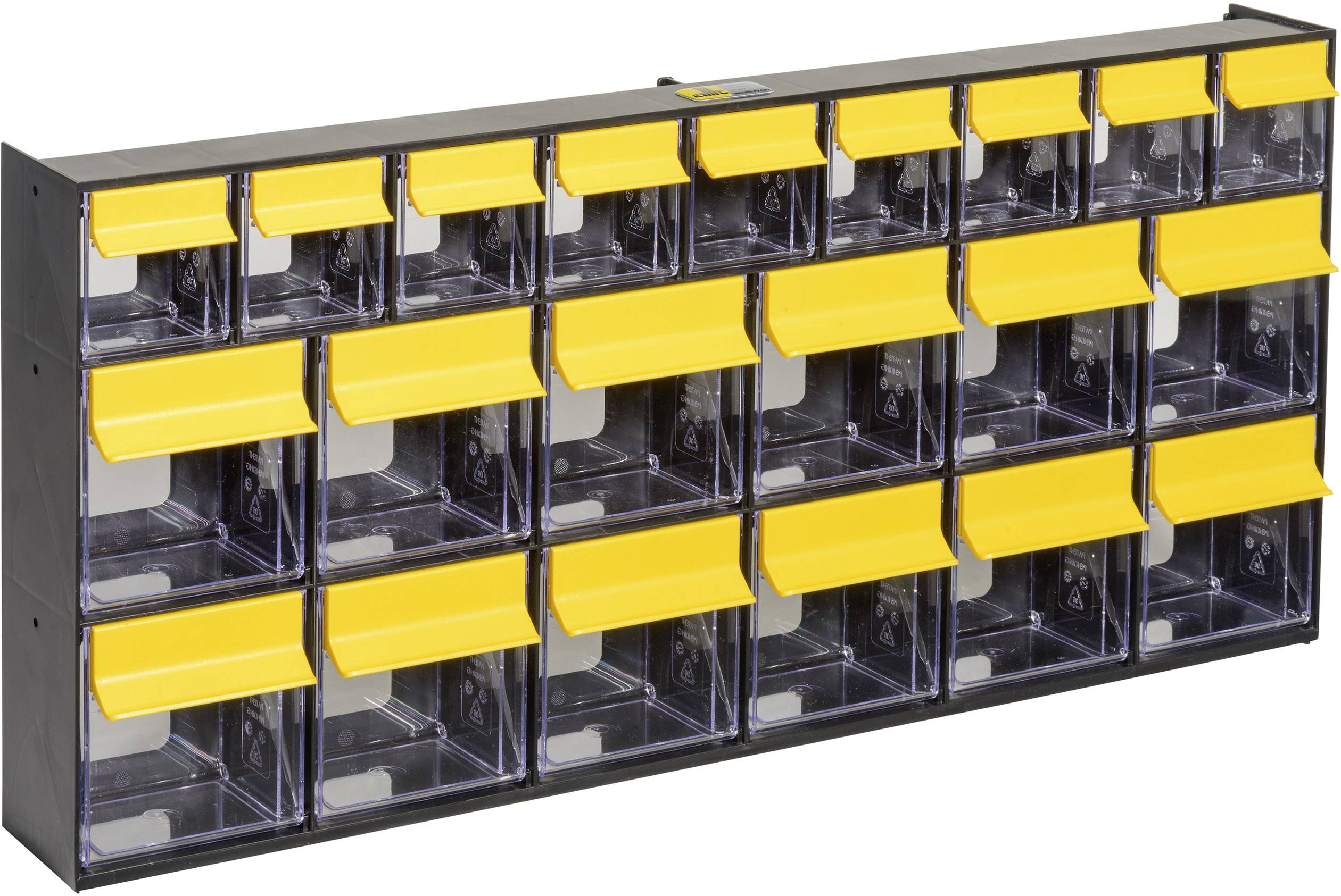 Allit 464445 Casier à tiroirs basculants VarioPlus ProFlip 6/6/9 (l x H x P) 600 x 285 x 93 mm noir, jaune, transparent -1