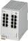 Switch réseau avec 16 ports Ethernet, boîtier gris ; utilisé pour connecter plusieurs appareils réseau. Ports visibles au premier plan.