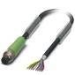 Câble de connexion avec des fils codés par couleur à nu à une extrémité et un connecteur à l'autre extrémité.
