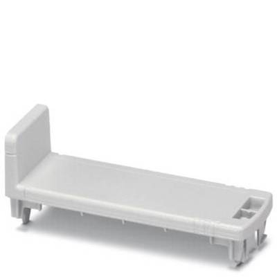 Plaque de base blanche rectangulaire d'un lit LEGO, avec une tête surélevée à gauche et des extensions latérales à la base.