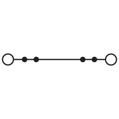 Ligne chronologique à cinq points : deux grands cercles aux extrémités et trois cercles plus petits au centre.