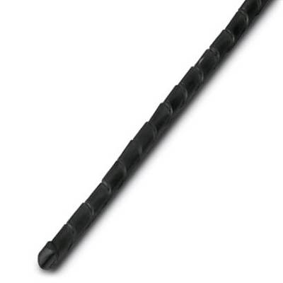 Un tube en plastique noir à structure spiralée, utilisé pour le guidage des câbles ou leur protection.
