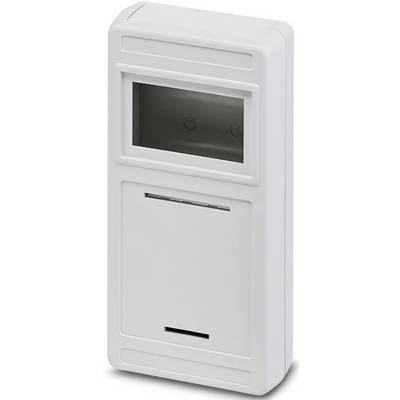 Un thermomètre numérique blanc rectangulaire pour montage mural, doté d'un petit écran en haut et de fentes de ventilation en dessous.