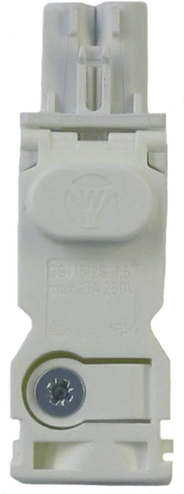Connecteur électrique blanc avec vis, adapté pour 10A et 250V.