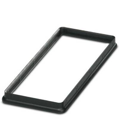 Cadre en plastique noir rectangulaire, légèrement incliné, sur fond blanc.