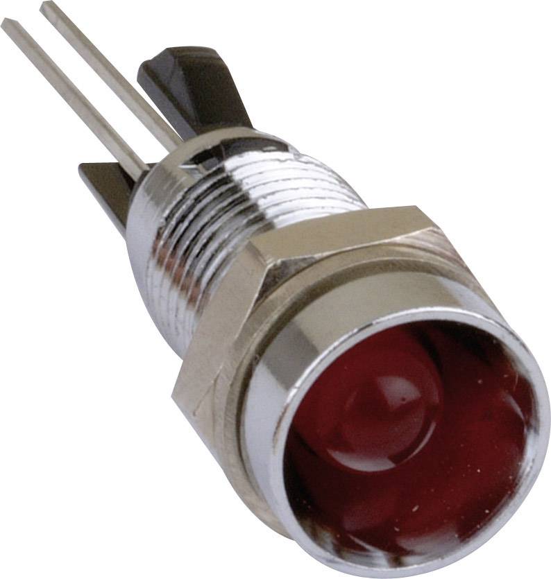 Diode électroluminescente rouge montée dans un boîtier métallique avec deux fils de connexion, destinée aux circuits électroniques.