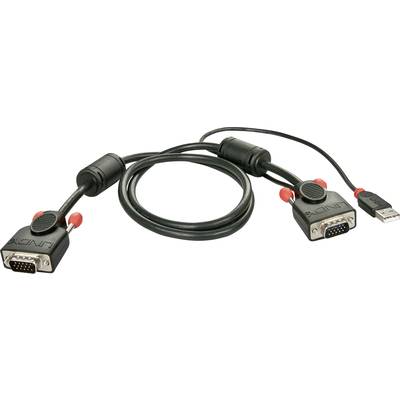 LINDY KVM Câble de raccordement [1x VGA mâle - 1x VGA mâle, USB 2.0 type A mâle] 1.00 m noir