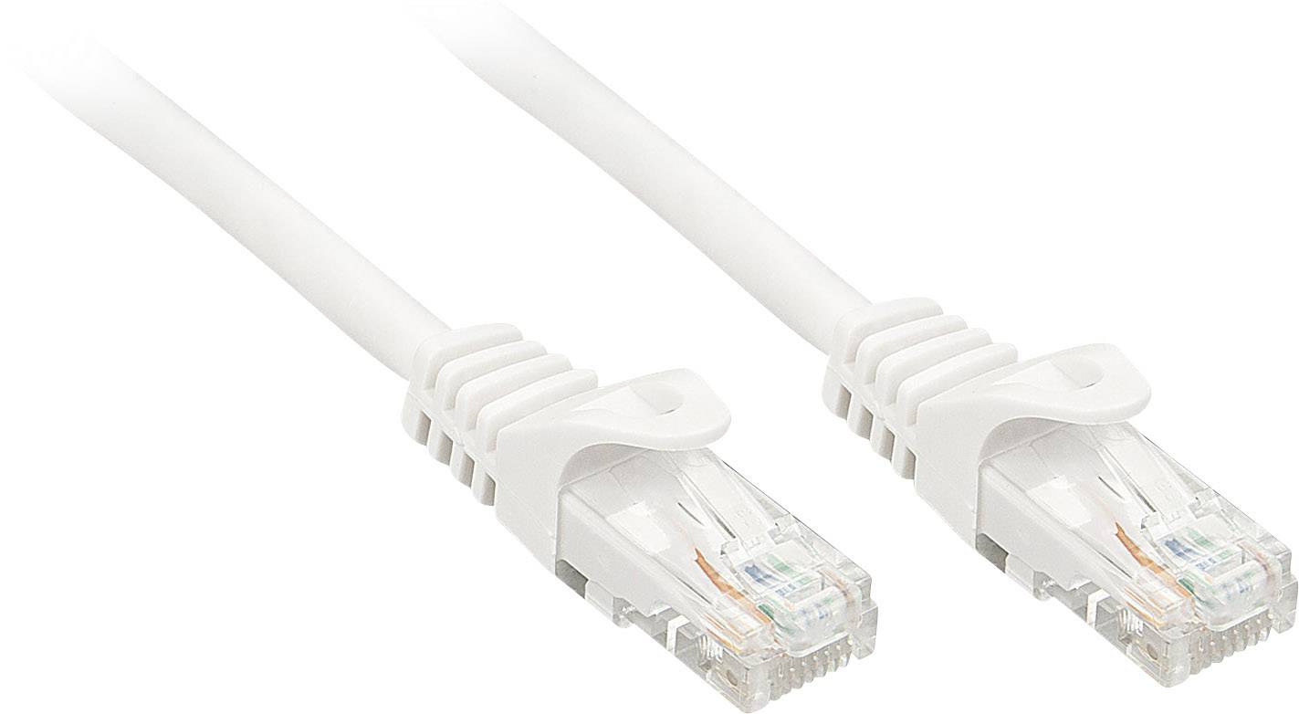 LINDY 48201 RJ45 Câble réseau, câble patch CAT 6 U/UTP 0.50 m blanc avec cliquet d'encastrement 1 pc(s)-0