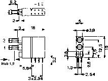 Dessin technique d'un composant électronique avec des dimensions précises et des détails de connexion pour le montage.