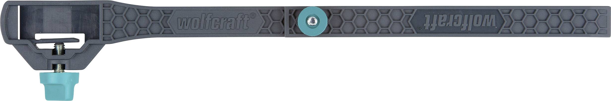 Clé de montage Grauer Wolfcraft avec des accents bleus et un motif hexagonal, vue de côté.