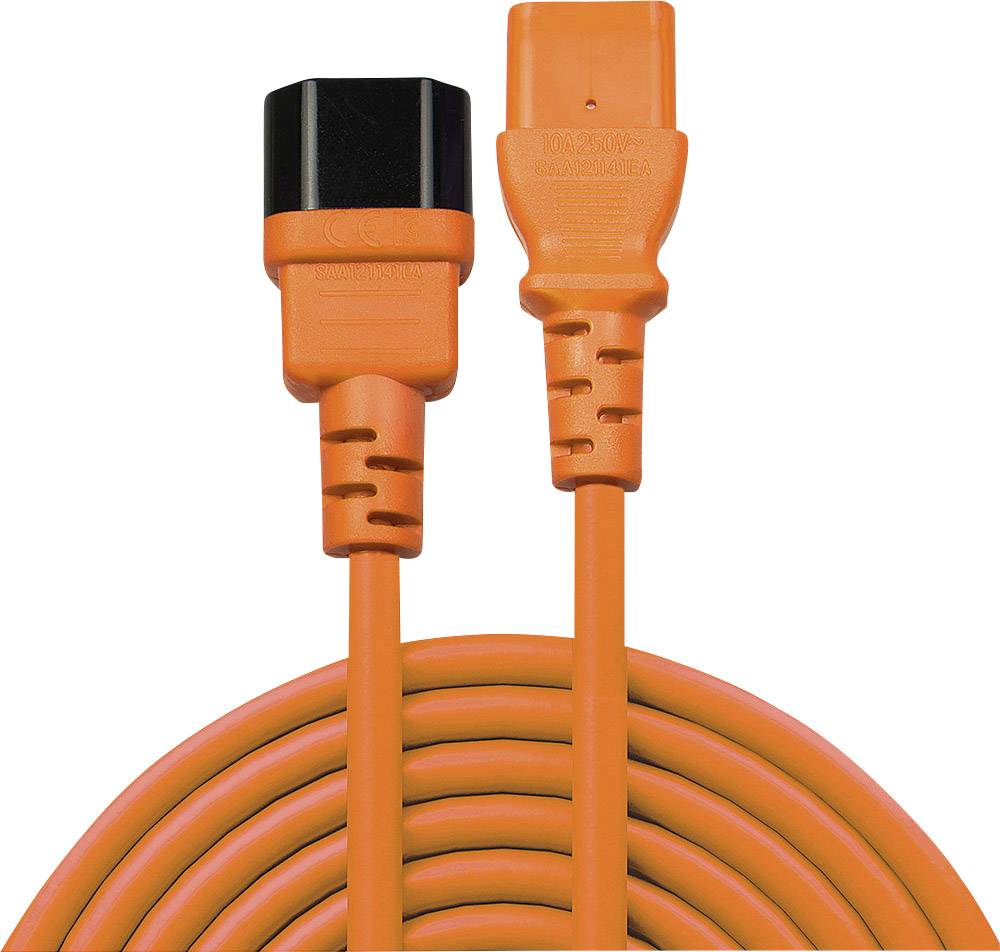Câble réseau orange avec une fiche mâle et une fiche femelle, enroulé. Idéal pour les connexions entre appareils.