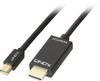 Câble adaptateur LINDY Mini-Display / HDMI Fiche mâle Mini DisplayPort, Fiche mâle HDMI-A 1.00 m noir 36926 Câble DisplayPort