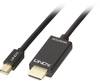 Câble adaptateur LINDY Mini-Display / HDMI Fiche mâle Mini DisplayPort, Fiche mâle HDMI-A 3.00 m noir 36928 Câble DisplayPort