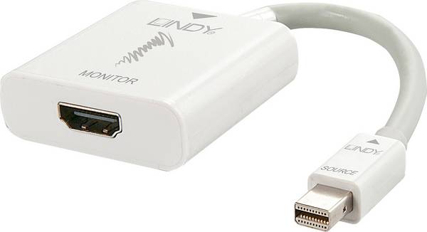 LINDY 41069 Mini-Display / HDMI Convertisseur [1x DisplayPort mâle - 1x HDMI femelle] blanc gaine en PVC 15.00 cm