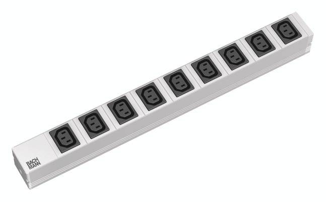 Bachmann 333.539 19 pouces Multiprise 1 UH prise C13 10A noir, aluminium argenté