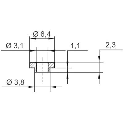 Rondelle isolante TRU COMPONENTS TC-V5731-203 1586596 Ø extérieur: 6.4 mm, 3.8 mm Ø intérieur: 3.1 mm 1 pc(s)