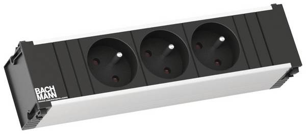 Bachmann 333.0500 Bloc multiprise sans interrupteur  aluminium, noir fiche FR