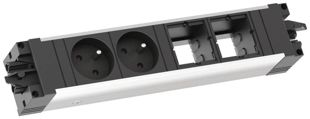 Bachmann 906.009 Bloc multiprise sans interrupteur noir, gris contact de protection-1