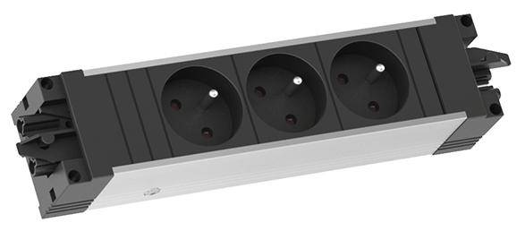 Bachmann 906.1075 Bloc multiprise sans interrupteur aluminium, noir contact de protection-1
