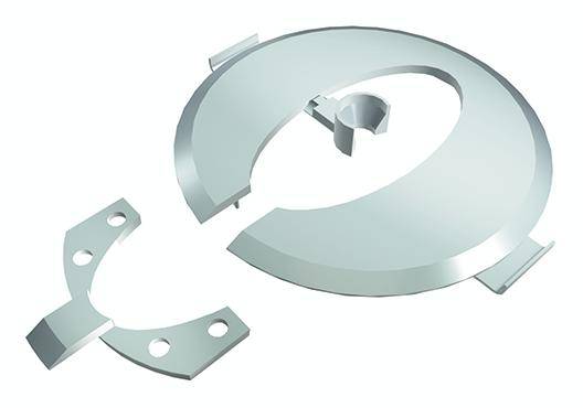 Composants métalliques de scellement et de fixation en deux parties, avec des trous pour l'assemblage, garantissant la stabilité et l'étanchéité.