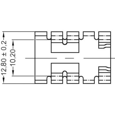 Dessin technique d'un composant mécanique, indiquant des dimensions de 12,80 ± 0,2 et 10,20. Il contient des détails sur les formes et les entailles.